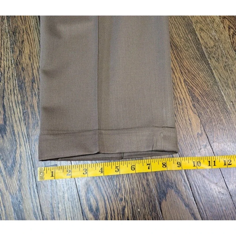 JB Britches Dress Pants Mens 36x31 Brown Wool Pleated Cuffed Trousers Vtg USA